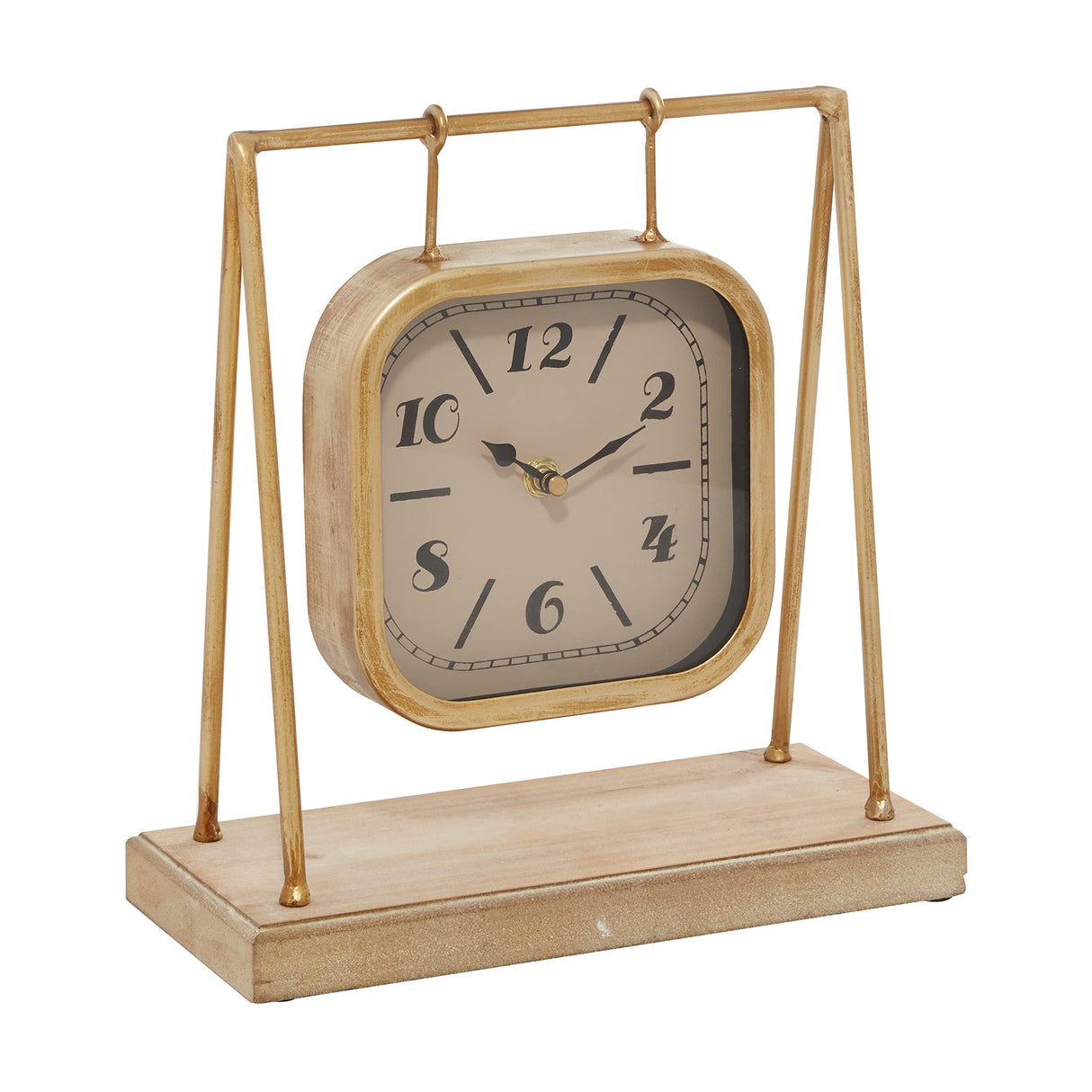 Deco 79 Wood Pendulum Clock with Wood Base, 10" x 5" x 11", Gold Deco 79
