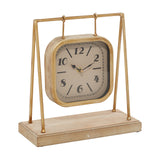 Deco 79 Wood Pendulum Clock with Wood Base, 10" x 5" x 11", Gold Deco 79