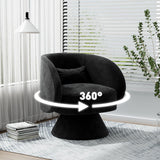 Nolohoo Swivel Barrel Chair Set of 2, Upholstered Swivel Cuddle Accent Chairs for Living Room, Comfy 360 Degree Modern Small Round Armchair for Bedroom, Office (Black, Linen) Nolohoo
