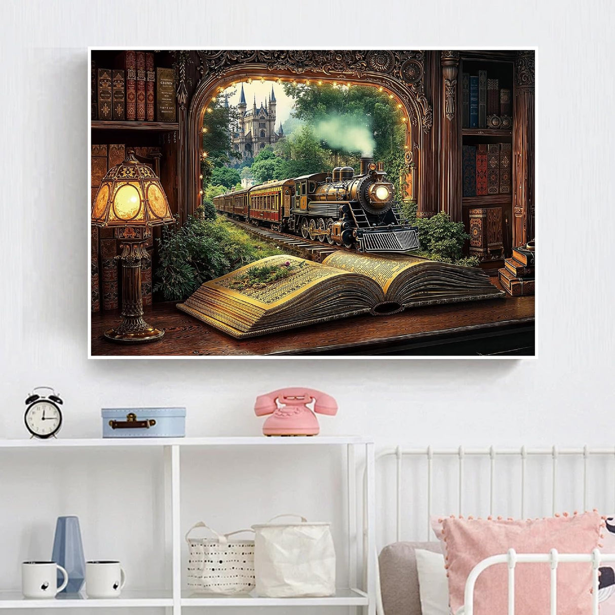 WUDWL Diamond Art Kits for Adults Beginner, Magic Castle DIY Modern Diamond Painting Kits 5D Diamond Dots Gem Art Crafts with Tools,Round Full Drill Funny Crafts for Home Wall Decor&Gift-12x16inch WUDWL