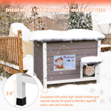 Deblue Insulated Cat Houses for Outdoor Cats, Weatherproof Feral Cat House with All-Round Foam, Wooden Cat Shelter for Multiple Cats - Grey Deblue