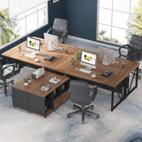 Tribesigns 63 inches Executive Desk and 47" lateral File Cabinet, L-Shaped Computer Desk Home Office Business Furniture with Drawers and Storage Shelves, Office Table,Brown and Black Tribesigns