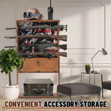 Colingmill Patriotic Wooden Gun Racks for 4 Rifles, American Flag Horizontal Gun Display Stand Cabinet Shelf with Storage Compartment for Shotgun Accessories, 35 x 20 x 13 Inch Colingmill