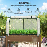 Outsunny Raised Garden Bed with PE Greenhouse Cover Outdoor Elevated Wood Planter Box for Herbs and Vegetables, Use for Patio, Backyard, Balcony, 48 x 22 x 46 inch, Brown Outsunny