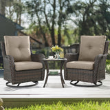 HUMMUH 8 Pieces Outdoor Patio Furniture Set with Fire Pit,L-Shaped Modular Sectional Couches with Swivel Patio Chairs,Wicker Conversation Set for Deck,Backyard,Porch,Garden HUMMUH