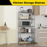 GIOTORENT 5-Wire Garage Shelving Storage Shelves, Kitchen Storage Adjustable Shelf, Metal Shelves 500Lbs Capacity 21" L x 11.8" W x 53.8" H for Laundry Bathroom Pantry Closet, Grey GIOTORENT