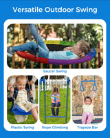 SPORTSWIN 6in1 Outdoor Metal Swing Sets for Backyard for Kids with Heavy Duty Frame (Green) SPORTSWIN