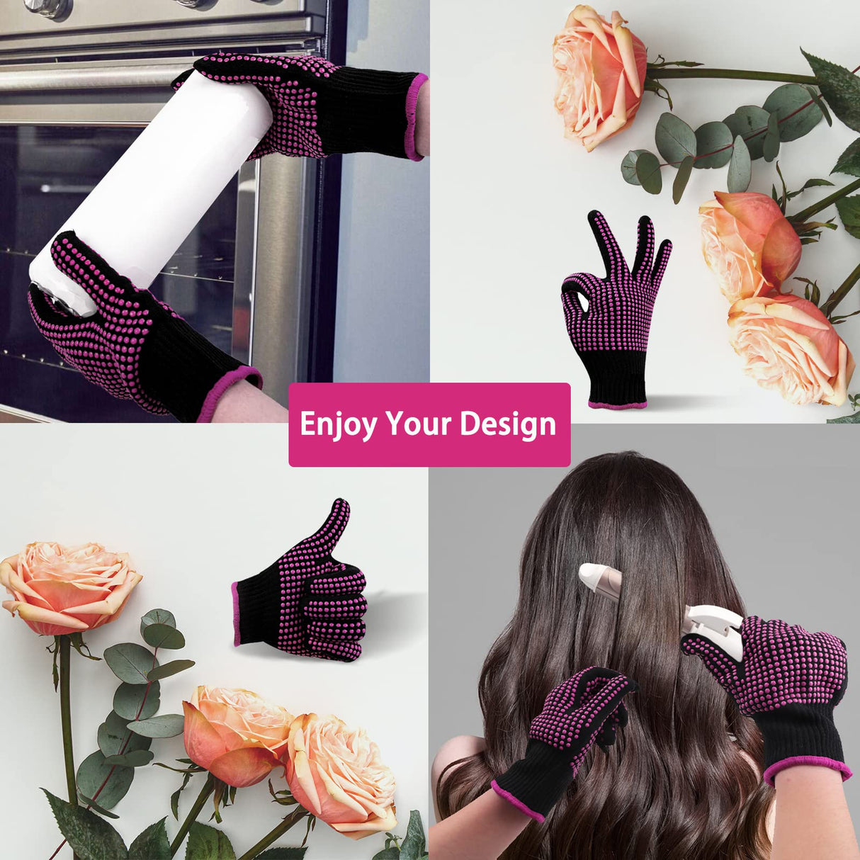 HTVRONT Heat Resistant Gloves for Sublimation - 2Pcs Heat Gloves for Sublimation with Silicone Bumps, Heat Resistant Work Gloves for Women, Universal Fit Size HTVRONT