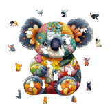 Wooden Puzzles for Adults, Wooden Jigsaw Puzzles for Adults Kids, Patchwork Koala Unique Shaped Wood Puzzles Adult, Creative Birthday Gifts for Friends Family Game (13.4 * 12.8in 280pcs) Lovpippi