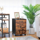 HOOBRO 3-Drawer File Cabinet, Wooden Under Desk Filing Cabinet, fits A4/Letter Size for Home Office, Small Rolling File Cabinet, Printer Stand, Hanging File Folders, Rustic Brown and Black BF02WJ01G1 HOOBRO