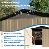 TIMWNER Outdoor Storage Shed, 6' × 4' FT Metal Storage Shed with Updated Frame Structure and Lockable Doors, Waterproof Shed for Backyard, Patio, Garden, Brown TIMWNER