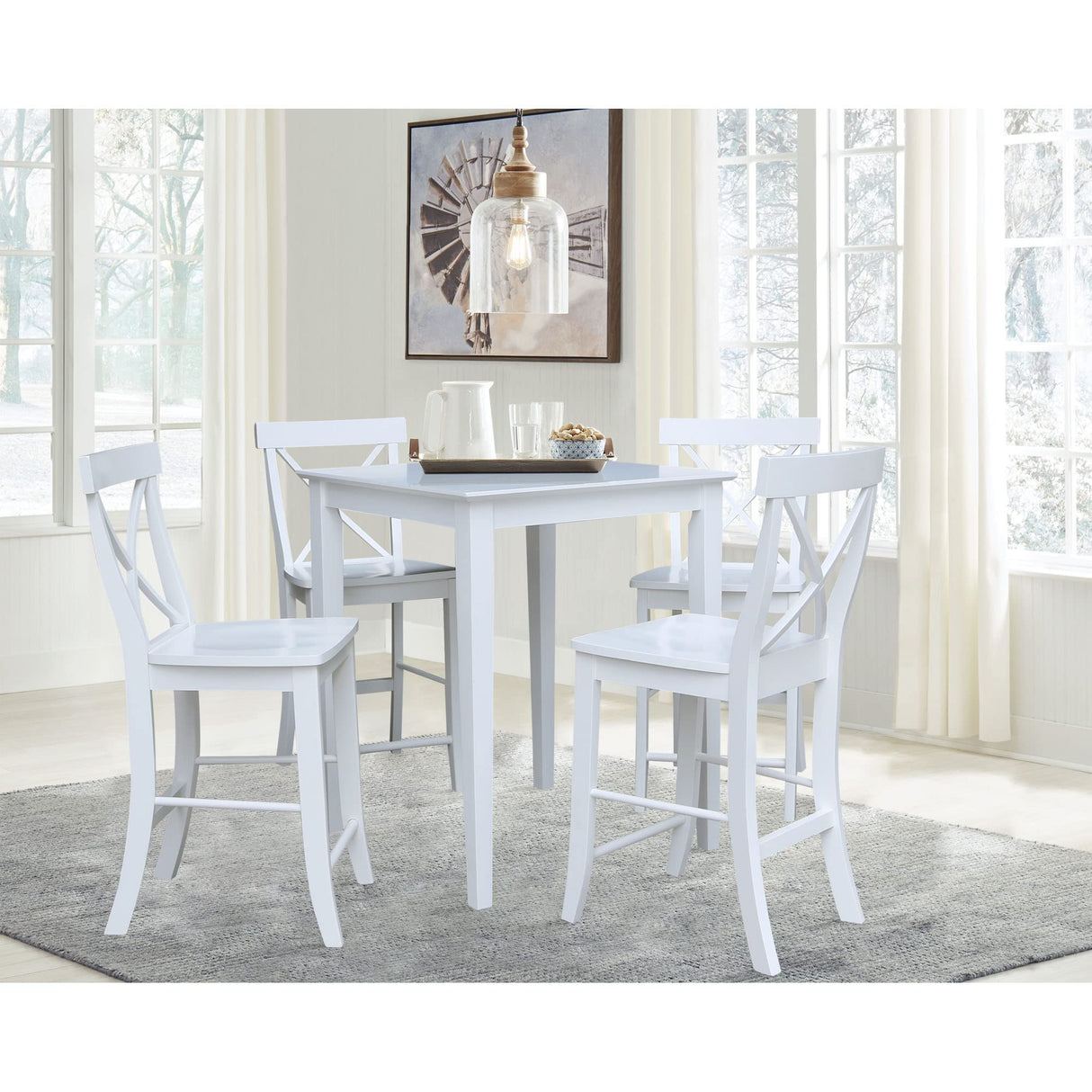 International Concepts Solid Wood Top Counter Height Dining Table, White IC International Concepts