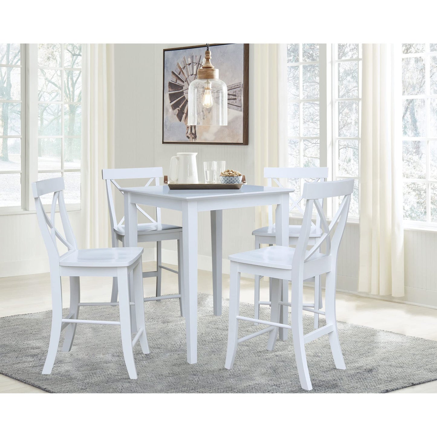 International Concepts Solid Wood Top Counter Height Dining Table, White - WoodArtSupply