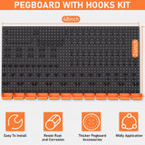 INCLY 48x24 Inch Metal Peg Board Kit with 1/4" Pegboard Hooks Accessories, 4PCS Pegboard Panels and 156PCS Black Pegboard Wall Organizer Tool Storage System for Garage Workbench Shed INCLY