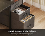 Casaottima 40" Small Computer Home Office Desk for Bedroom with Fabric Drawers & File Cabinet, Cloth Storage Bag and Hook, Writing Study Work Table for Small Space, Black Casaottima