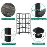 YITAHOME 5-Tier Industrial Corner Bookshelf in Charcoal Gray and Black YITAHOME