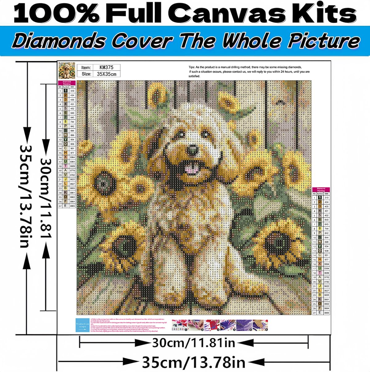 5D Diamond Art Kits for Adults,Dog Special Shape Diamond Painting Kits for Beginners,Sunflower DIY Crystal Paint by Diamonds Dots Gem Art Craft for Home Decor 11.8x11.8 Inch Acelii