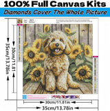 5D Diamond Art Kits for Adults,Dog Special Shape Diamond Painting Kits for Beginners,Sunflower DIY Crystal Paint by Diamonds Dots Gem Art Craft for Home Decor 11.8x11.8 Inch Acelii