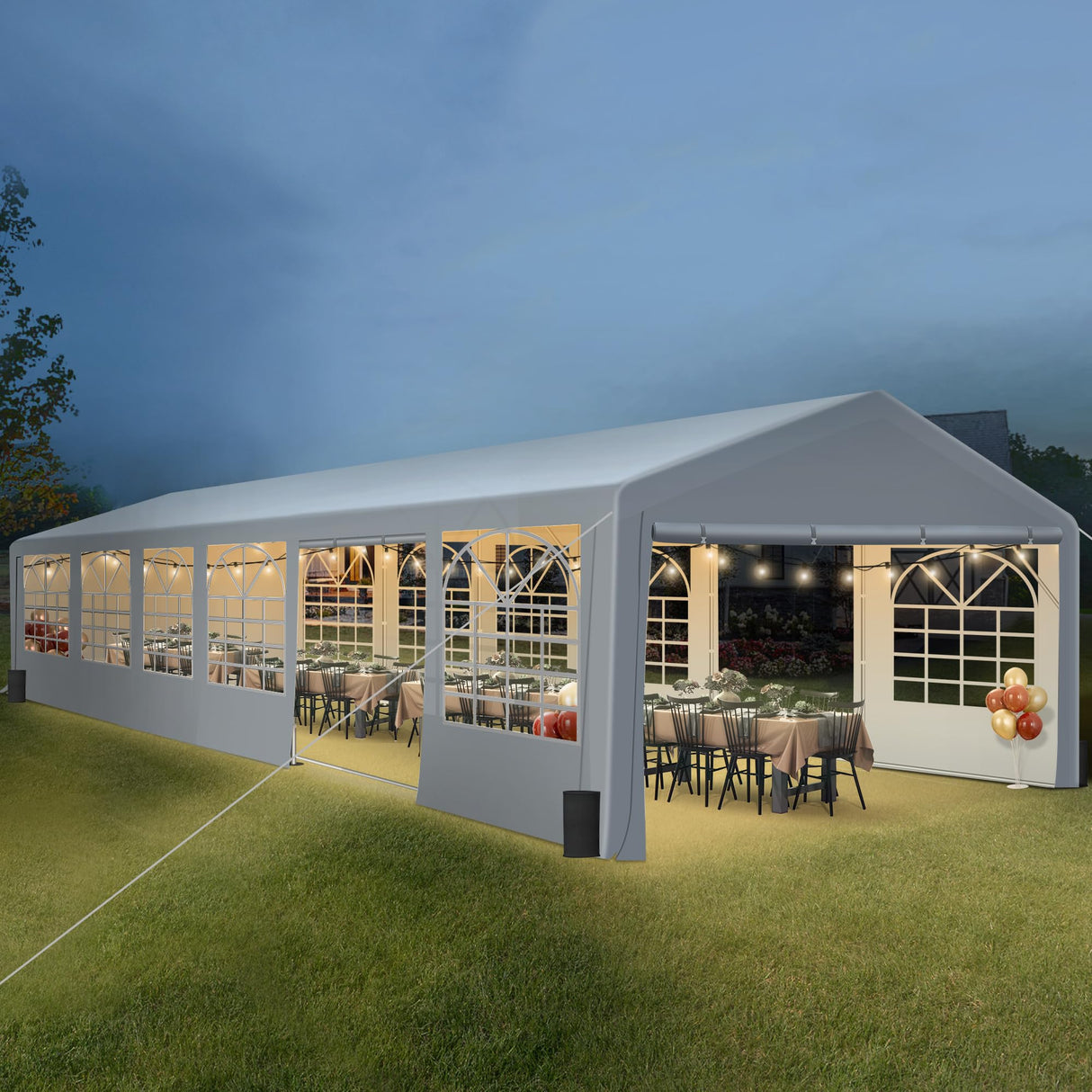 Outdoor Heavy Duty Party Tent Large Canopy Wedding Event Shelter Carport with Removable Sidewalls & 4 Sand Bags for Patio Outdoor Garden Events, White (20x40 FT) HOWSVN