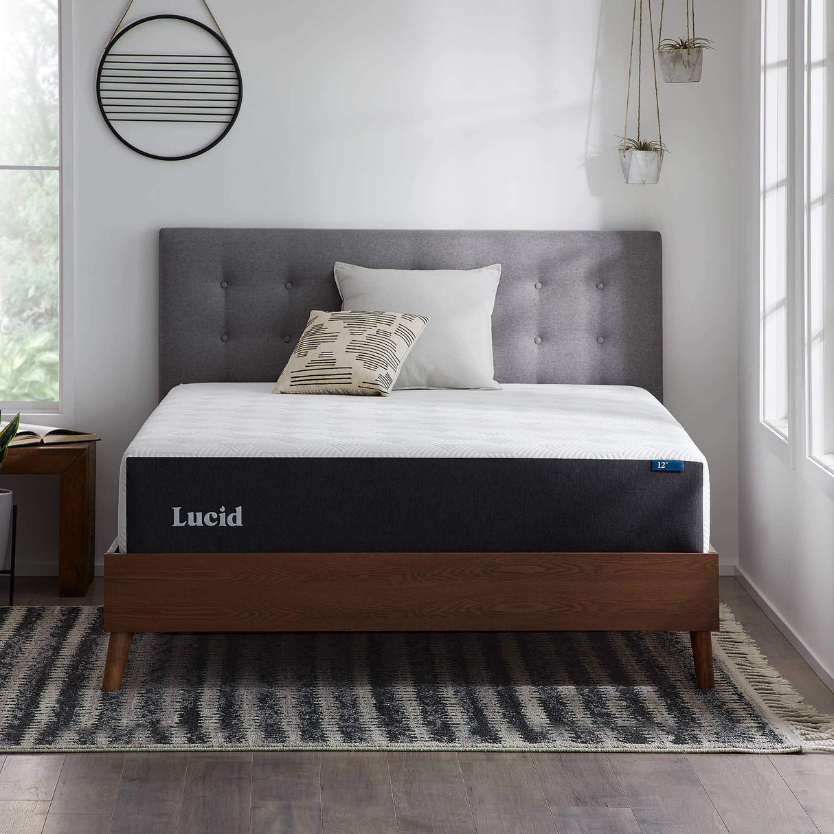 LUCID 12 Inch Gel Memory Foam Mattress – Medium Plush Feel, Bamboo Charcoal Infused for Odor Control, Cooling Gel for Temperature Regulation, Pressure Relief, Breathable Bed in a Box – Queen Size LUCID
