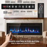 50 inch Electric Fireplace in-Wall Recessed and Wall Mounted with Remote Control, 1500/750W Fireplace Heater (60-99°F Thermostat) with 12 Adjustable Color, Timer, Log and Crystal Manastin