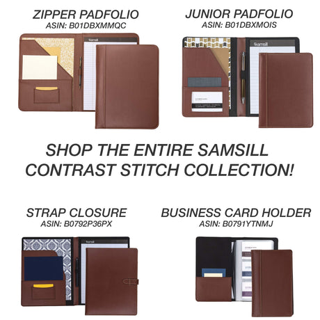 Samsill 1 Inch 3 Ring Binder, Leather, Brown with Contrast Stitching, 8.5X 11 Inch, 3 Rings, Notebook Binder, Portfolio Organizer, Planner, Journal Samsill
