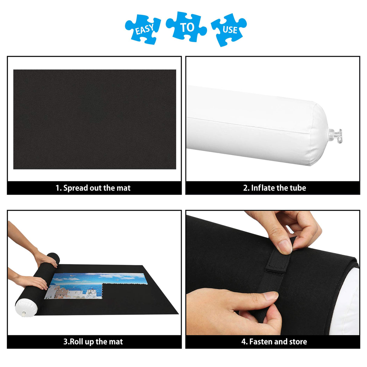 Lavievert Jigsaw Puzzle Roll Mat Puzzle Storage Saver Black Felt Mat, Long Box Package, No Folded Creases, Jigroll Up to 1,500 Pieces - Comes with A Drawstring Opening Design Bag LAVIEVERT