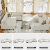 Belffin Sleeper Sofa Modular Sectional Pull Out Couch Bed U Shaped Sofa Couch for Living Room with Storage Chaise. White Belffin