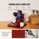 OneTigris Wood Phone Docking Station, Gifts for Men Nightstand Organizer Desk Organizer Beside Wallet Tray Watch Stand with Gun Rack, Anniversary Birthday Gifts for Dad Husband Boyfriend Fathers' Day OneTigris