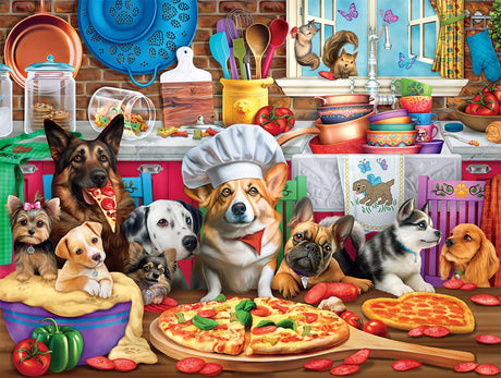 Buffalo Games - Brigid Ashwood - Pizza Time Pups - 750 Piece Jigsaw Puzzle For Adults -Challenging Puzzle Perfect for Game Nights - Finished Size is 24.00 x 18.00 Buffalo Games