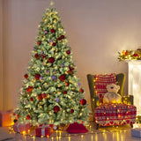 Treepool 5FT Pre-Lit Artificial Christmas Tree with 1014 PE&PVC Mixed Branch Tips, 300 Warm White Lights, Hinged Premium Spruce Fake Xmas Trees, Green, Foldable Base Treepool