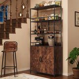 GarveeHome Tall Bar Cabinet 70.8" in Wine Cabinet Freestanding Liquor Cabinet with Goblet Holder 5 Tier Bakers Rack with Cabinet Large Baker Rack with Storage Standing Microwave Stand Wine Rack GarveeHome