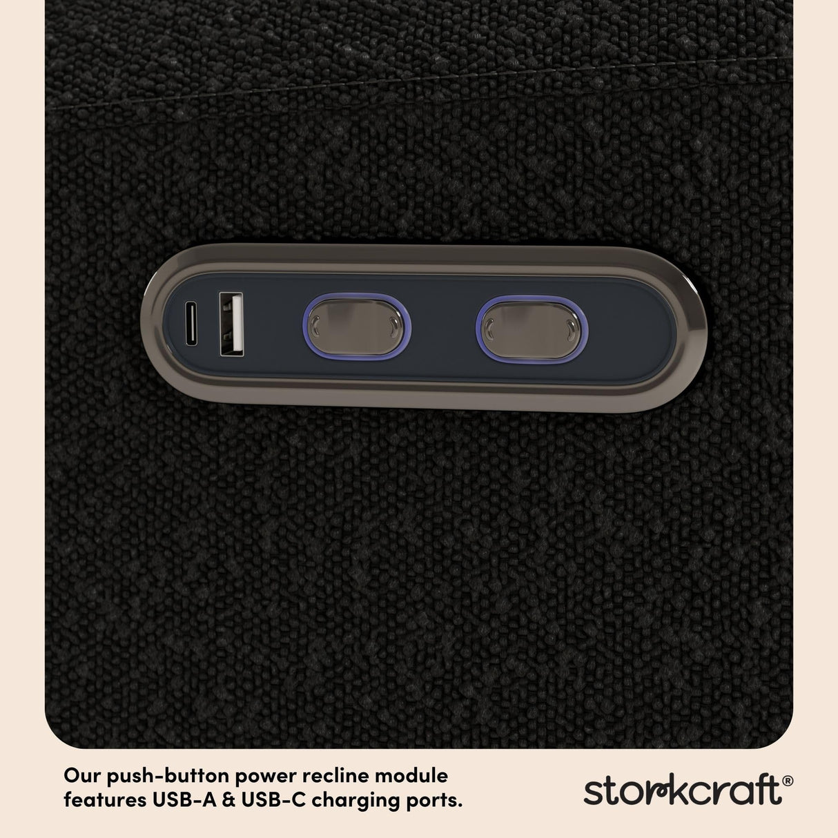 Storkcraft Sorrento Deluxe Power Recliner Swivel Glider (Black Boucle) – Premium Electronic Power Recliner for Nursery, Includes Dual-USB Charging Port with USB-A & USB-C, Nursery Glider Rocking Chair Storkcraft