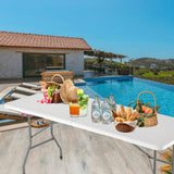 Mean Yeah 6 ft Plastic Folding Table Outdoor, Portable Picnic Table Camping Table,Rectangular Collapsible Table for Party,Banquet,Card,Wedding,Kitchen,BBQ with Lock,Carrying Handle - White Mean Yeah