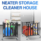 YES4ALL Rolling Ball Cart Storage with Lockable Wheels Volleyball Basketball Holder, Toy Balls Bin, Garage Cage, Storage Racks, Sports Equipment Organizer, Ball Rack for Outdoor Indoor Use Yes4All