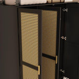 Hitow Rattan Large Wardrobe Closet with 2 Drawers and Doors, Hobo Wooden Cabinets for Clothes with 8 Shelves and 2 Hanging Rods, Wooden Wardrobe Closet for Bedroom, Black, 19.6" D x 63" W x 78.7" H Hitow