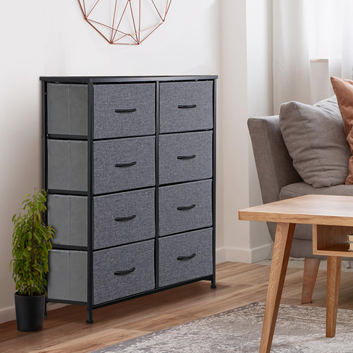 SUPER DEAL Dresser for Bedroom with 8 Drawers 38.7 inch Tall Chest of Drawers for Clothes, Storage Tower Organizer TV Stand with Removable Fabric Bins for Bedroom, Closet, Entryway, Living Room SUPER DEAL