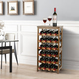 VASMIA Wine Rack Freestanding Floor, 6-Tier Display Wine Storage Shelves with Table Top, 24-Botttle Bamboo Wine Rack Shelf for Kitchen Bar Dining Room Living Room, Walnut VASMIA