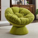 Papasan Chair with Cushion and Frame, 360° Swivel Accent Chair, Comfy Chenille Upholstered Round Modern Oversized Reading Lounger with Metal Base Lazy Chair for Bedroom, Living Room, Olive Green SLEERWAY