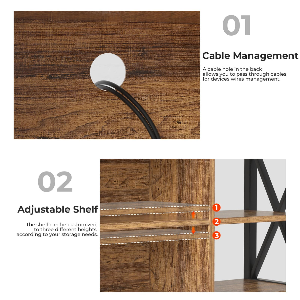 GreenForest TV Stand for TV up to 65 inches, Entertainment Center with 6 Storage Cabinet for Living Room, 55 inch Farmhouse Television Stands Console Table, TV stands for Living Room, Walnut GreenForest