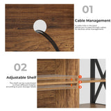 GreenForest TV Stand for TV up to 65 inches, Entertainment Center with 6 Storage Cabinet for Living Room, 55 inch Farmhouse Television Stands Console Table, TV stands for Living Room, Walnut GreenForest