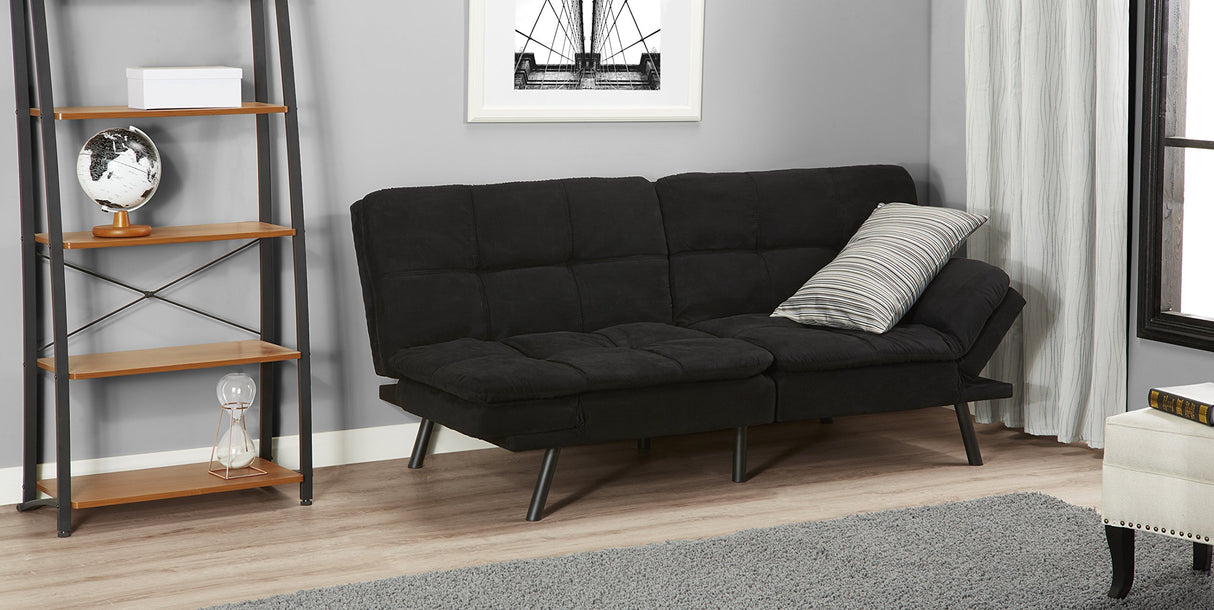 Mainstay.. Memory Foam Futon, Black Suede, Fabric, Wood, Metal + Free Clean Fabric Cloth (Black Suede) Mainstay