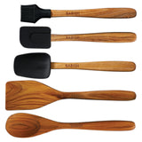 Babish 11 Piece Essential Teak Wood, Silicone, and Stainless Steel Tool Set Babish