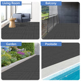 MYFAMIREA 9 Pcs Plastic Interlocking Deck Tiles 12" L x 12" W Patio Floor Decking Tiles Indoor Outdoor Waterproof Non-Slip Flooring Tiles All Weather Use for Balcony Backyard Porch Poolside, Dark Grey MYFAMIREA