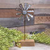 CWI Gifts Simple Windmill Table Sitter - 10 inch Galvanized Metal Windmill - Farmhouse Tabletop Decor CWI Gifts