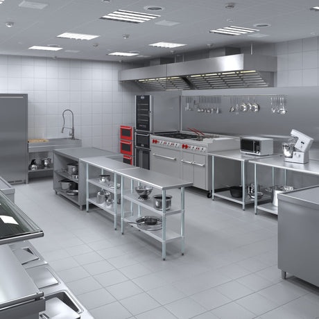 48" Long X 18" Deep Stainless Steel Work Table with 2 Shelves | Metal Food Prep Station | Commercial & Residential NSF Utility Table AmGood