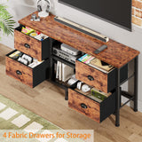Furologee TV Stand Dresser with 4 Drawers, Small TV Console Table with Open Shelf, Entertainment Center for 50" TV, Industrial Media Center for Bedroom, Living Room, Rustic Brown Furologee
