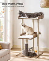 FourFurPets 43.7" Cat Tree, Modern Cat Tree Tower, Cat Tower for Indoor Cats Large Adult, Cat Condo with Scratching Post, Large Perch and Removable Pads, Greige FourFurPets