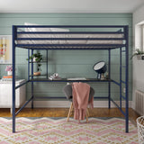 Novogratz Maxwell Metal Full Loft Bed with Desk & Shelves, Navy/Black Novogratz