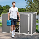 DWVO 41Cu.ft Horizontal Resin Storage Shed Without Shelf, All Weather 4.7x2.5 FT Outdoor Storage Shed with Hydraulic Struts, 3 Locks, Lockable to Floor for Garden Tools, Trash Cans, Gray DWVO